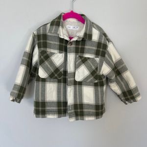 Zara Faux Shearling Lined Plaid Jacket 3-4